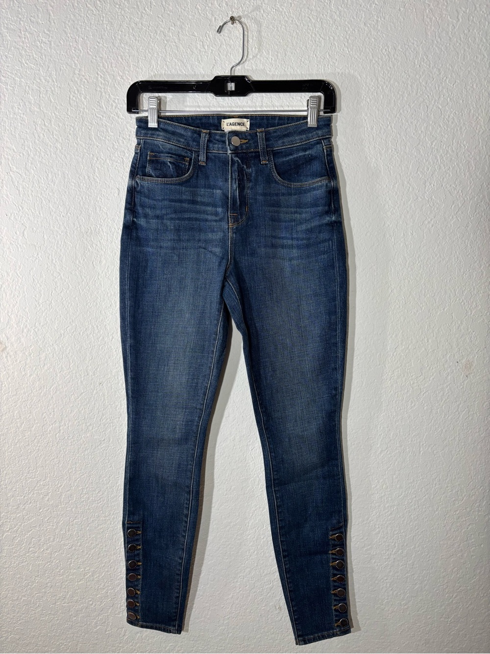 L’Agence Piper High Rise Skinny Jeans Classic Vintage Wash Dark Blue Size 24 - Picture 3 of 11